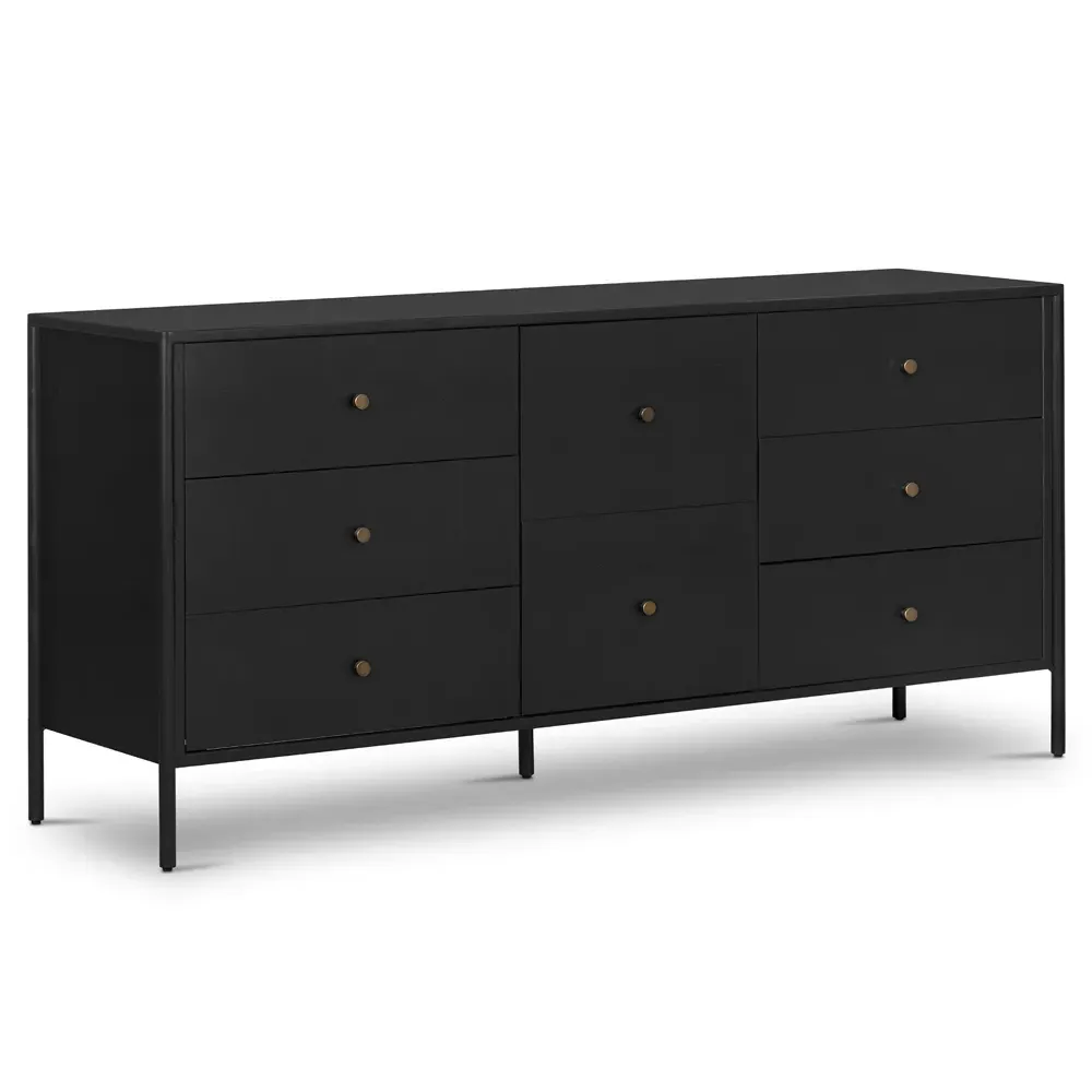 Sutton Iron Dresser with Bronze Hardware - Black
