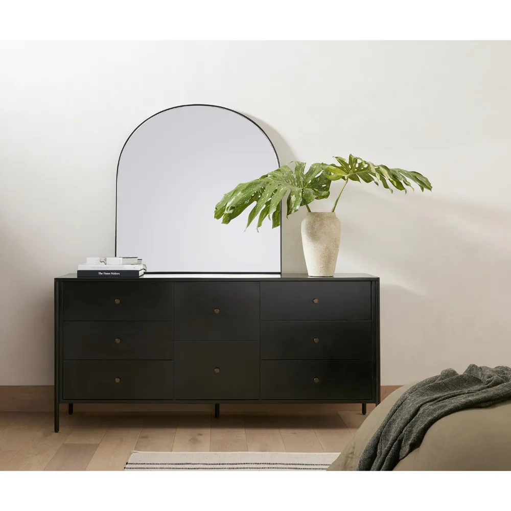 Sutton Iron Dresser with Bronze Hardware - Black