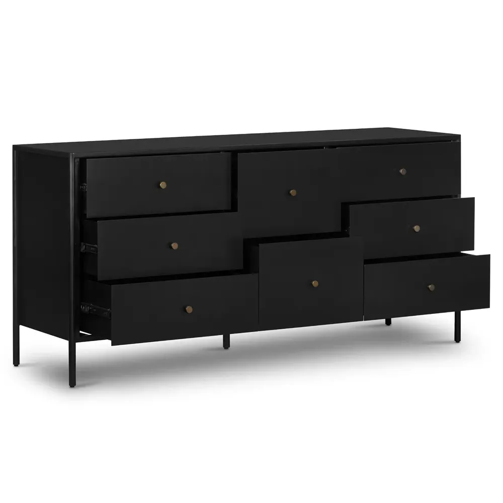 Sutton Iron Dresser with Bronze Hardware - Black