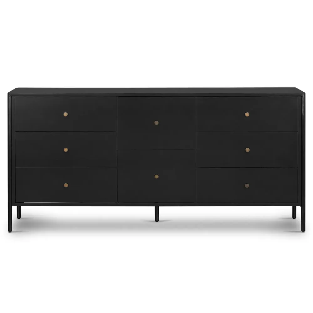 Sutton Iron Dresser with Bronze Hardware - Black