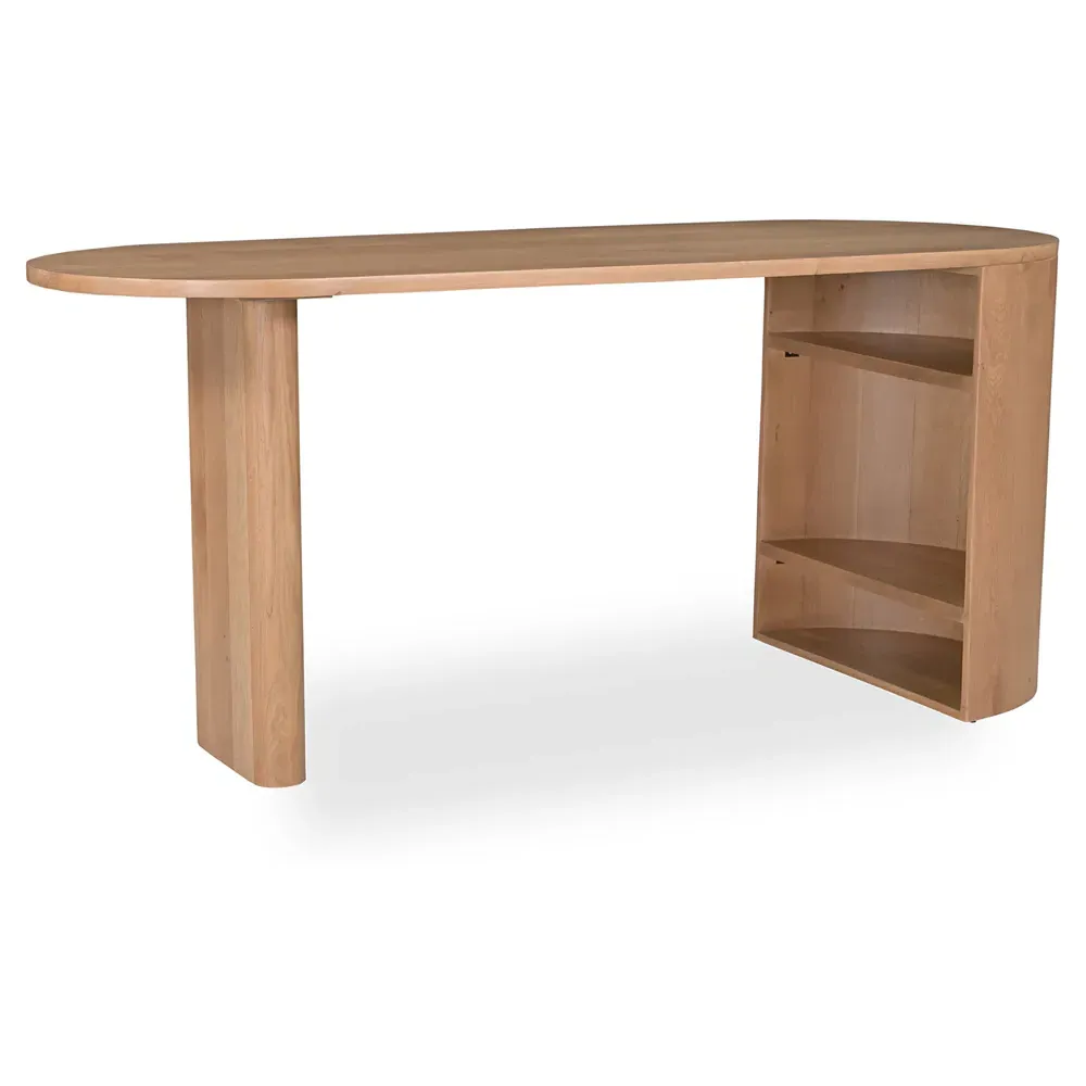 Sutton Oval Desk Table - Brown, Oak