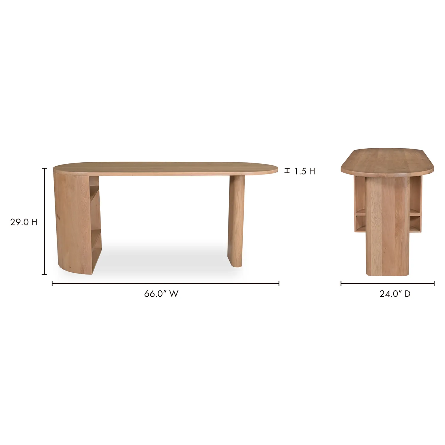 Sutton Oval Desk Table - Brown, Oak