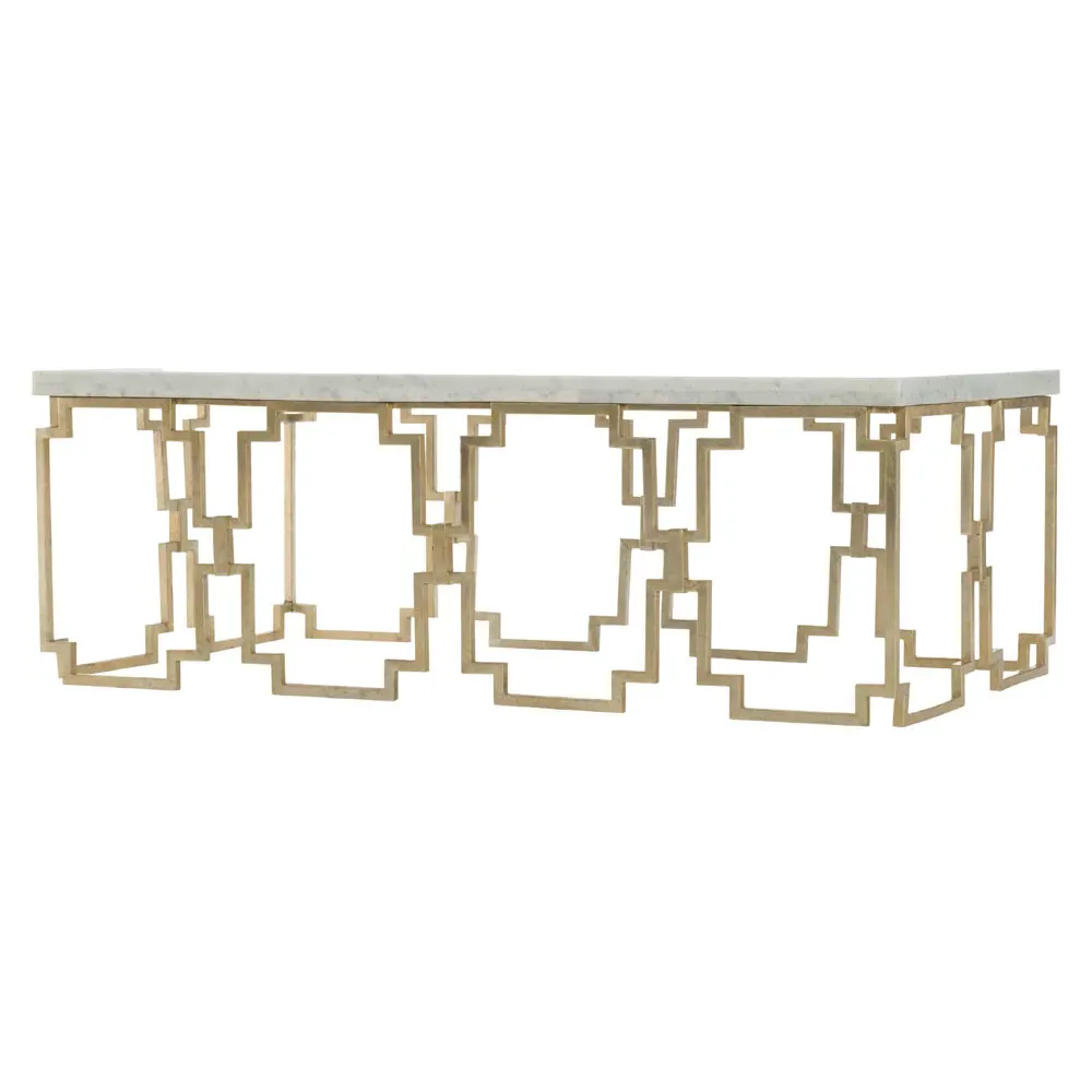 Suzanne Hollywood Regency Coffee Table - White, Marble image