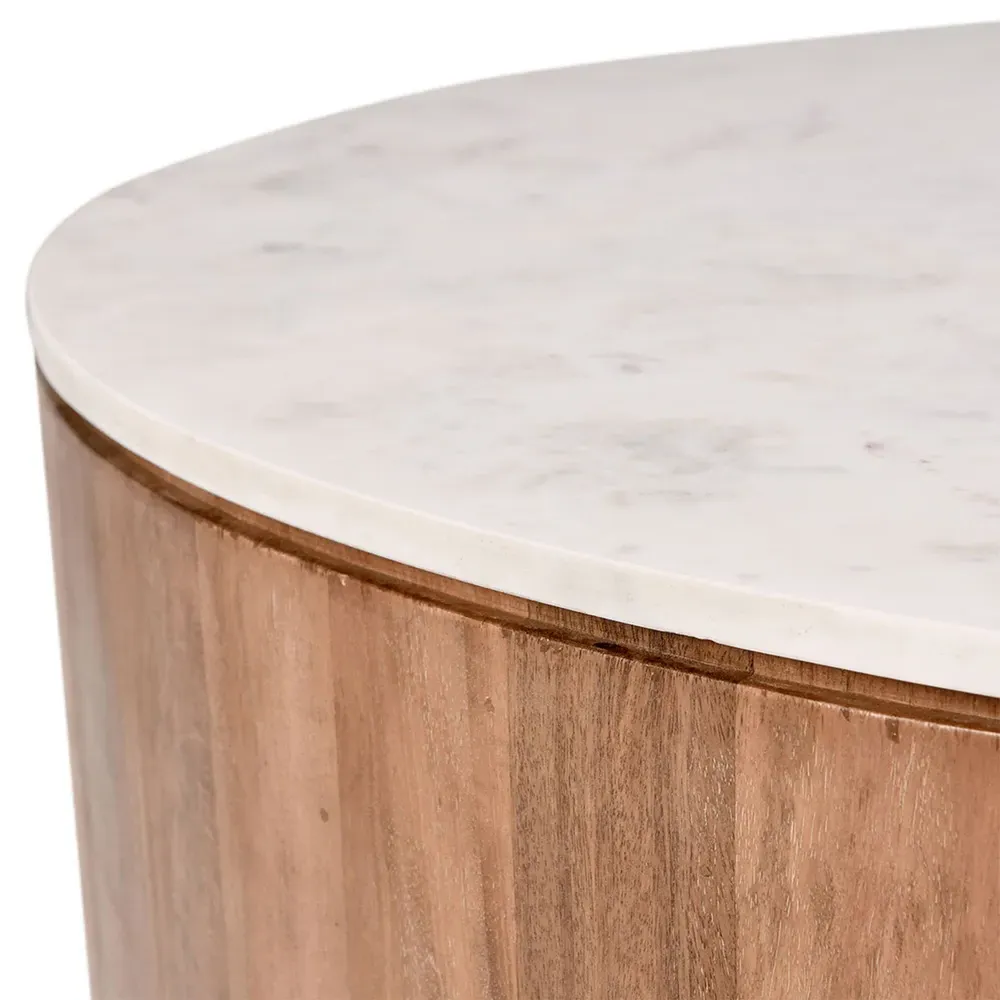 Suzie Round Drum Coffee Table - Brown, Mango Wood