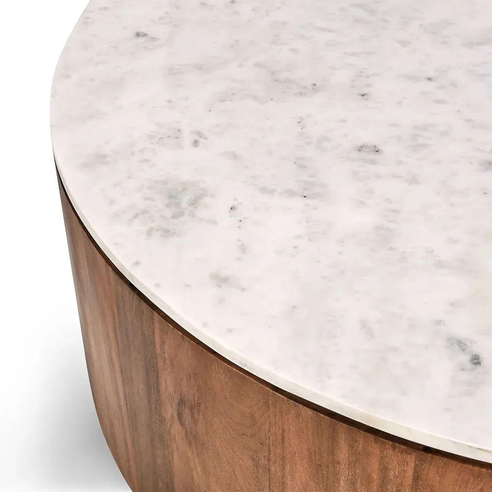 Suzie Round Drum Coffee Table - Brown, Mango Wood