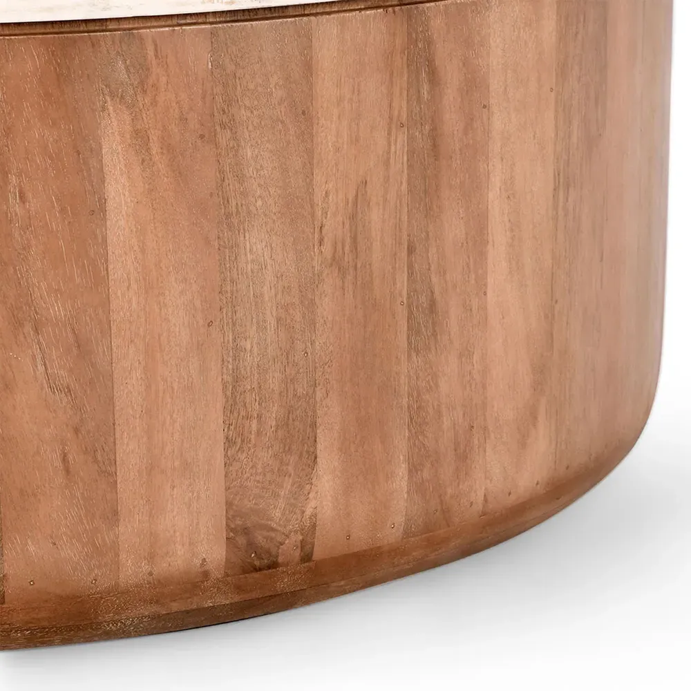Suzie Round Drum Coffee Table - Brown, Mango Wood