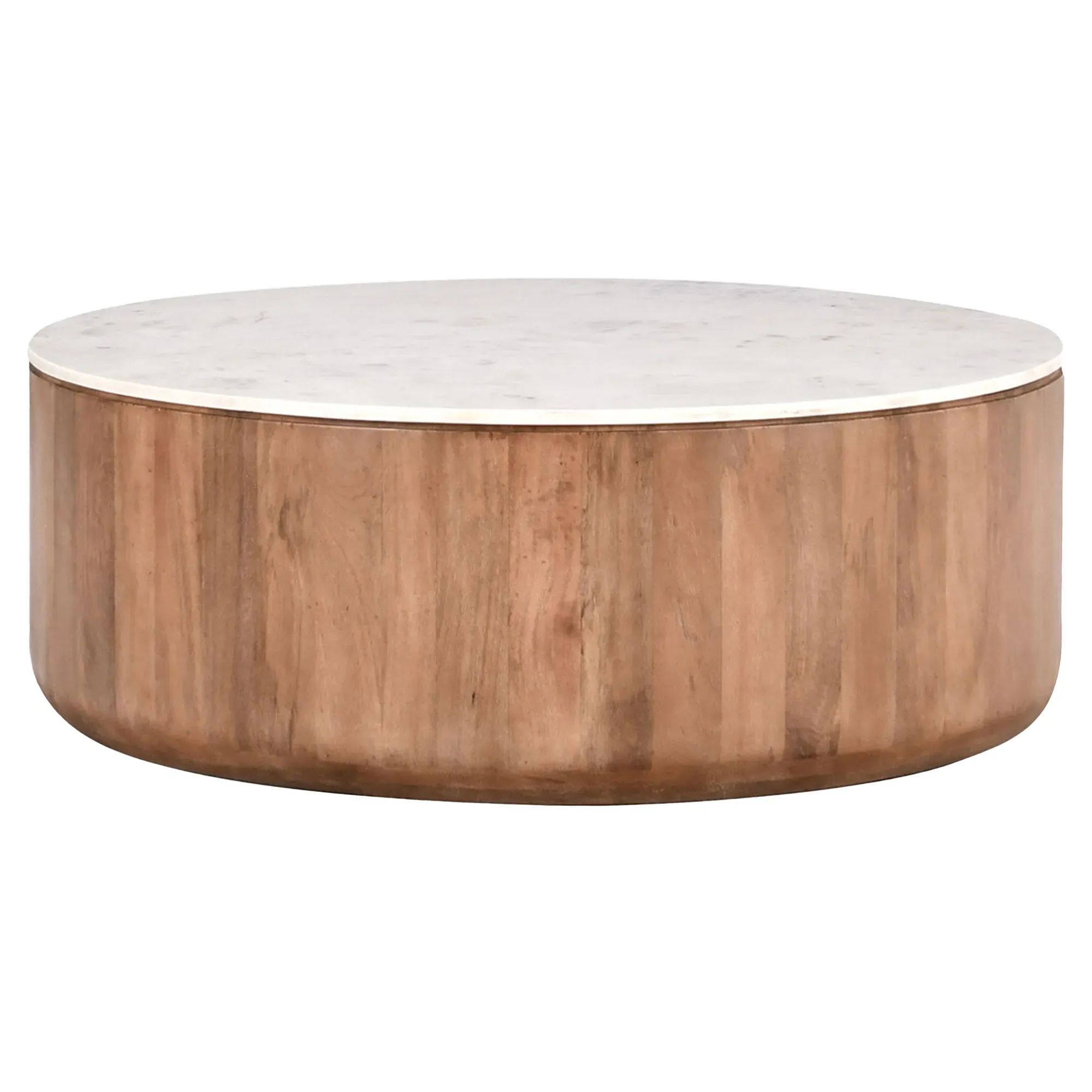 Suzie Round Drum Coffee Table - Brown, Mango Wood