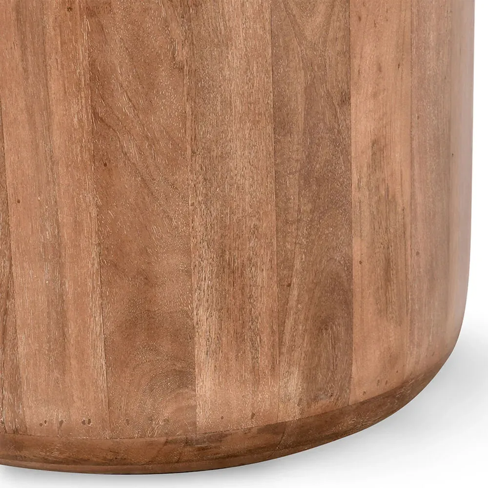 Suzie Round Drum End Table - Brown, Mango Wood