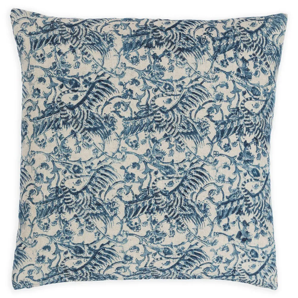 Sydney Square Throw Pillow Cover - Indigo, Linen