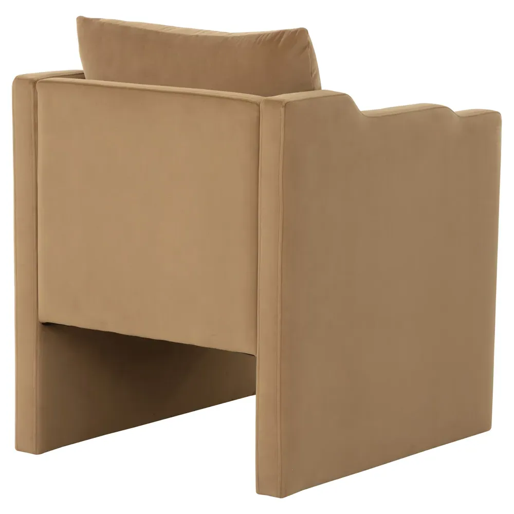 Syeda Dining Arm Chair - Camel, Velvet