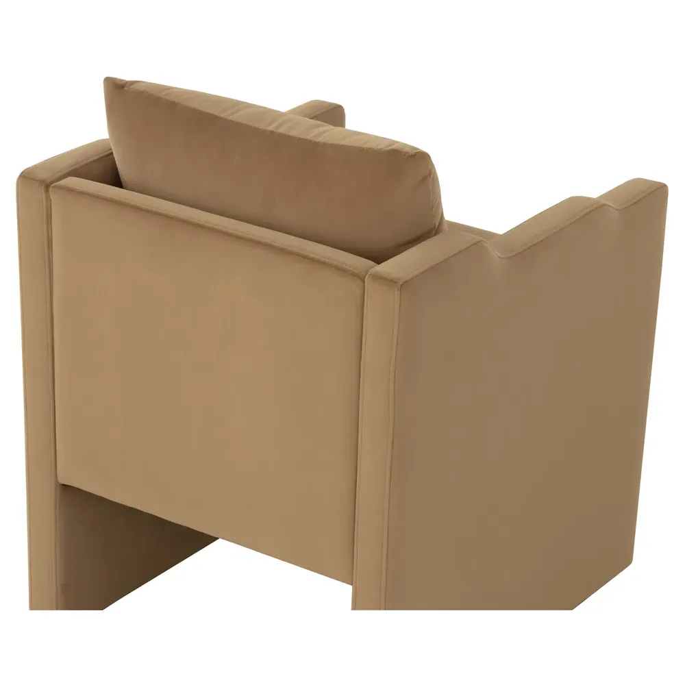 Syeda Dining Arm Chair - Camel, Velvet