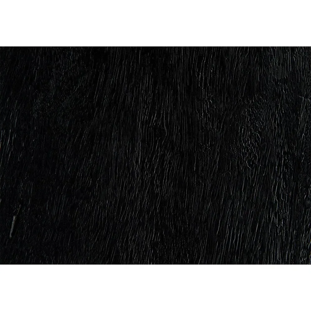 Sylas Handcarved Rectangular Stool - Black, Wood