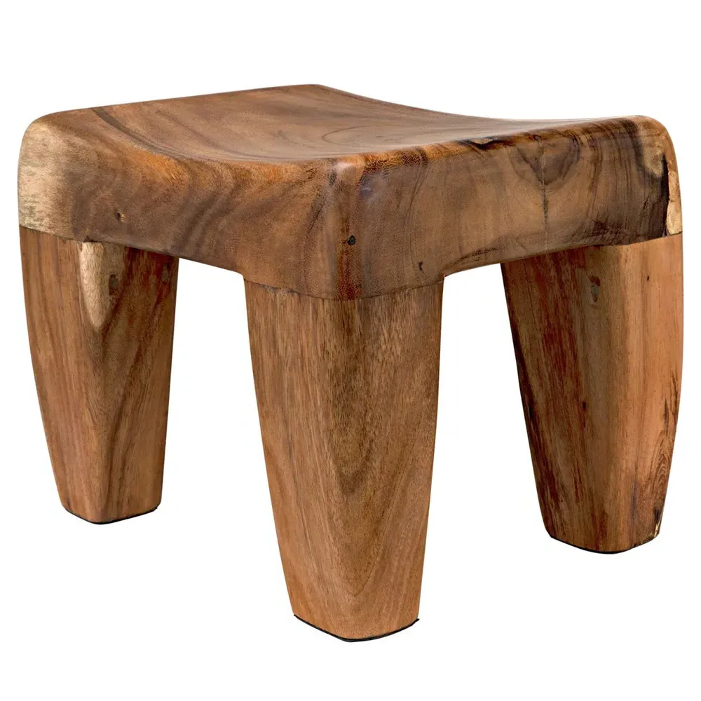 Sylas Rectangular Stool - Brown, Wood