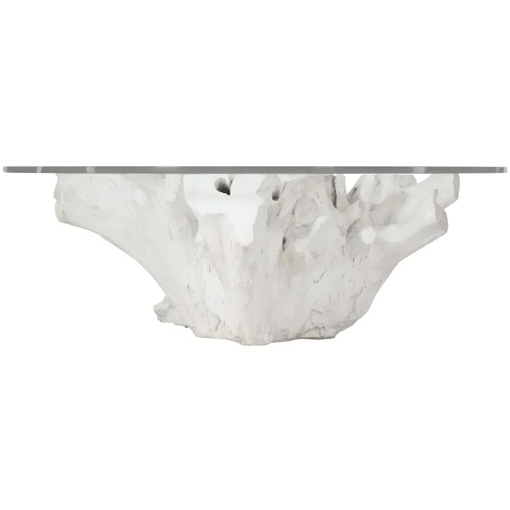 Sylvia Round Coffee Table - Clear Glass, White