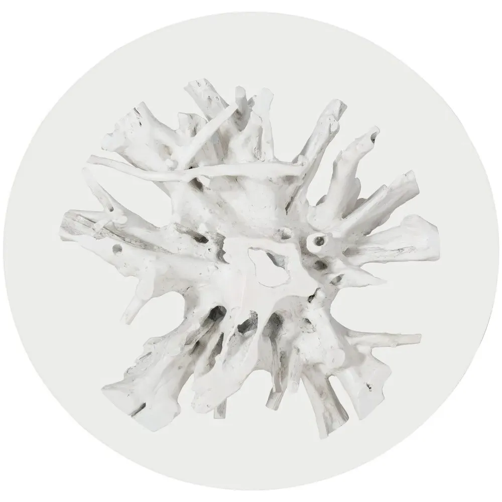 Sylvia Round Coffee Table - Clear Glass, White