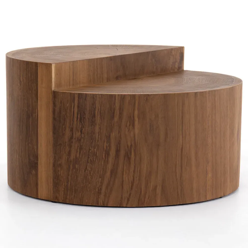 Sylvia Round Drum Coffee Table - Brown, Oak Veneer