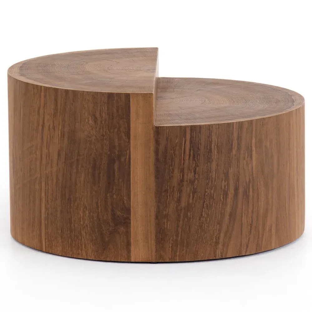 Sylvia Round Drum Coffee Table - Brown, Oak Veneer
