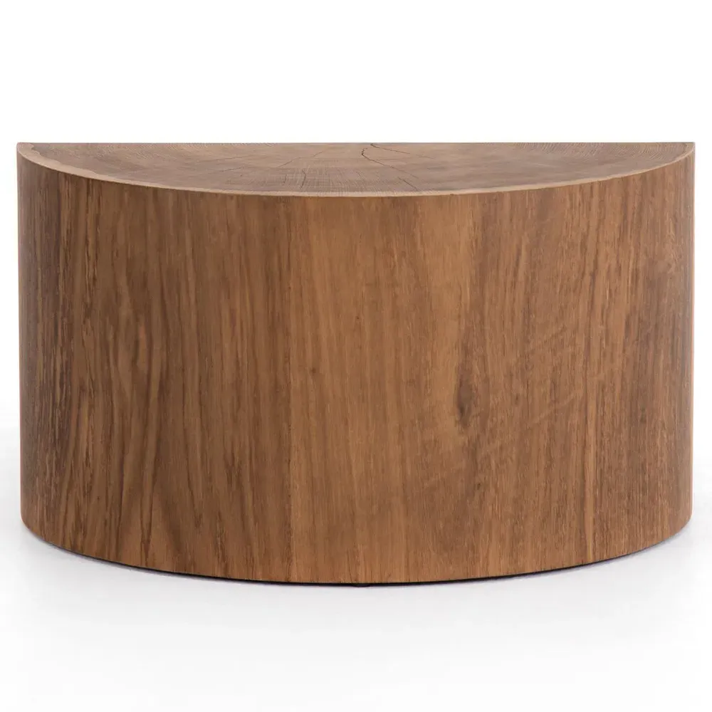 Sylvia Round Drum Coffee Table - Brown, Oak Veneer