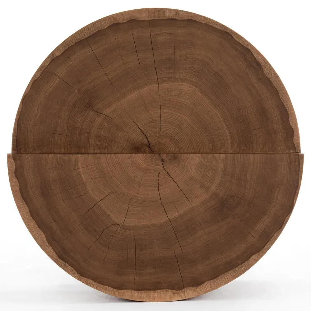Sylvia Round Drum Coffee Table - Brown, Oak Veneer