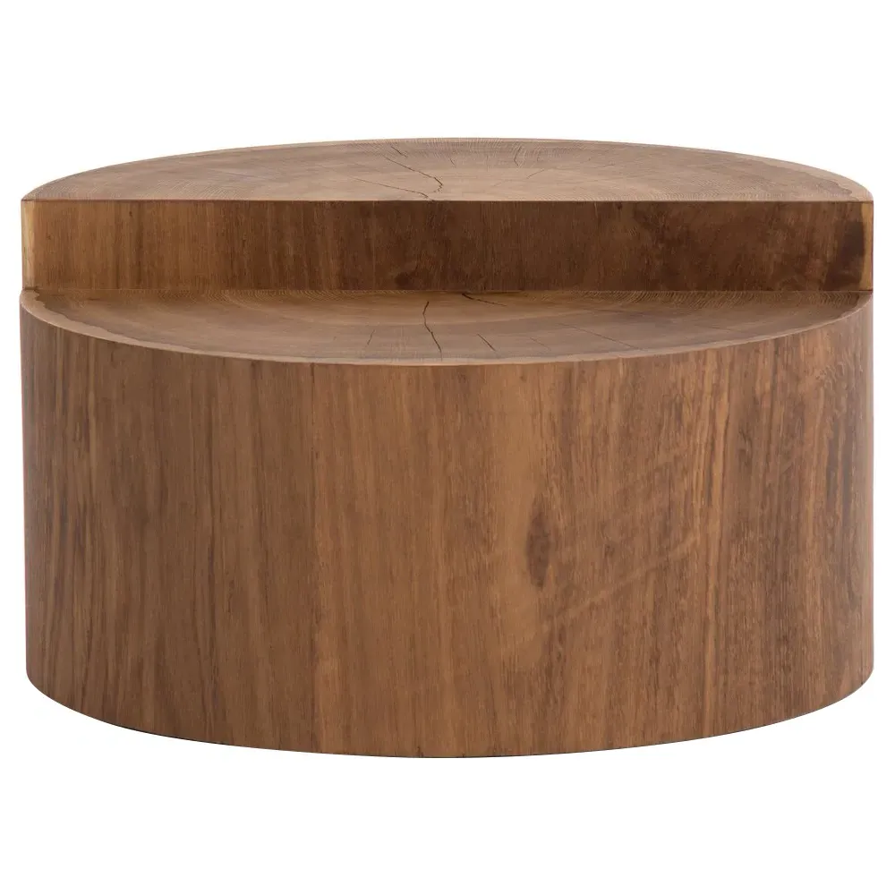 Sylvia Round Drum Coffee Table - Brown, Oak Veneer image
