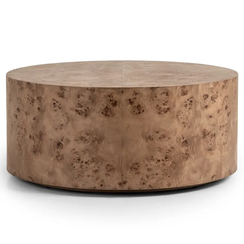 Syra Round Drum Coffee Table - Brown, Maple Veneer