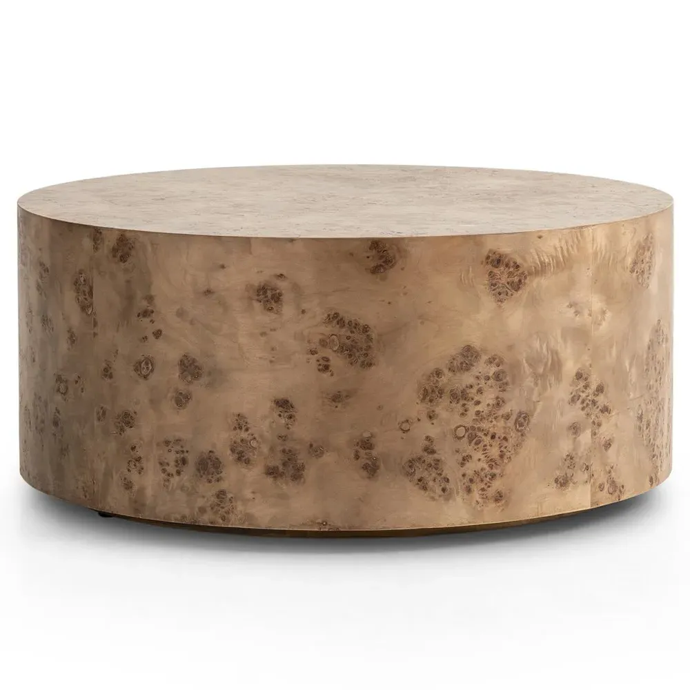 Syra Round Drum Coffee Table - Brown, Maple Veneer