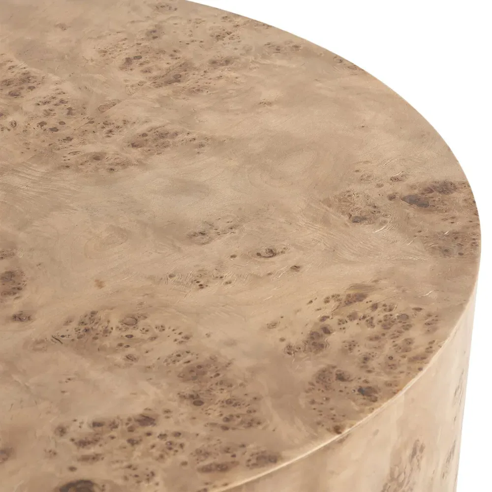 Syra Round Drum Coffee Table - Brown, Maple Veneer
