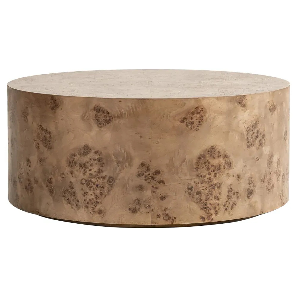 Syra Round Drum Coffee Table - Brown, Maple Veneer
