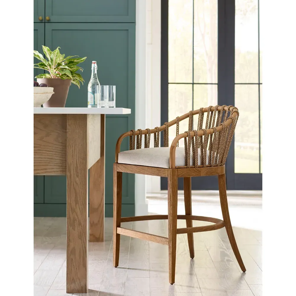 Taelyn Counter Stool - Cream, Teak