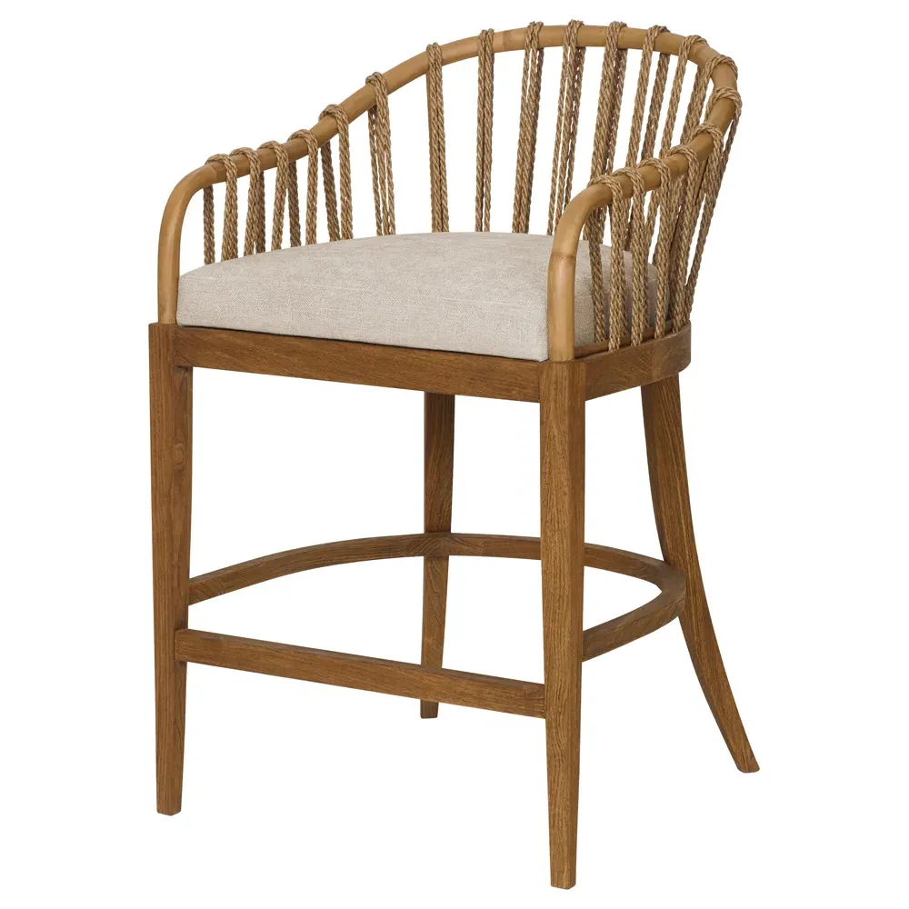 Taelyn Counter Stool - Cream, Teak