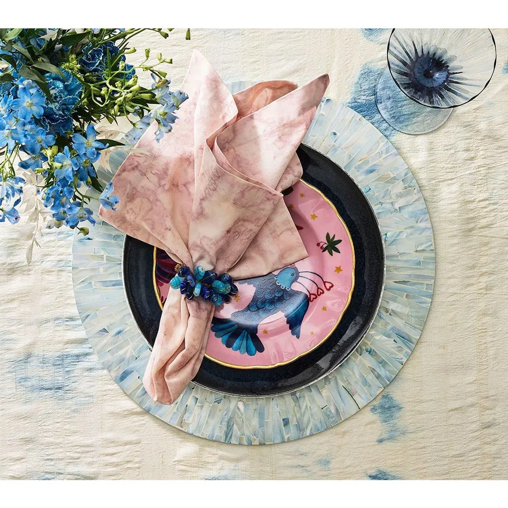 Tahiti Round Placemat Set - Periwinkle, Capiz Shell