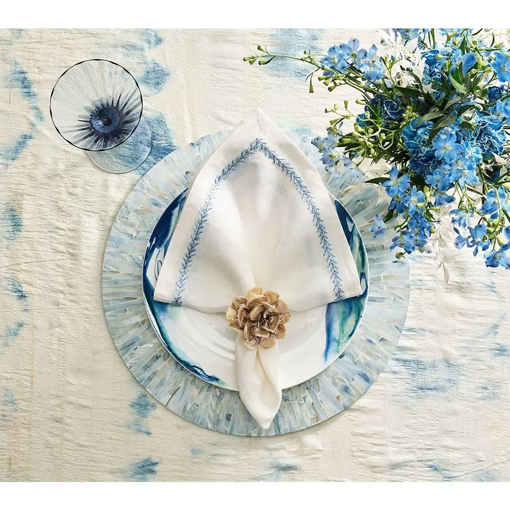 Tahiti Round Placemat Set - Periwinkle, Capiz Shell