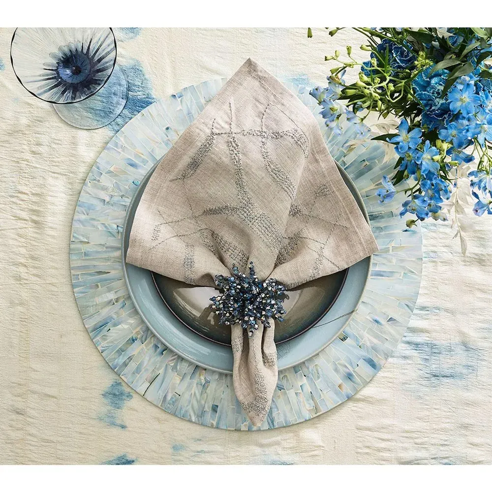 Tahiti Round Placemat Set - Periwinkle, Capiz Shell