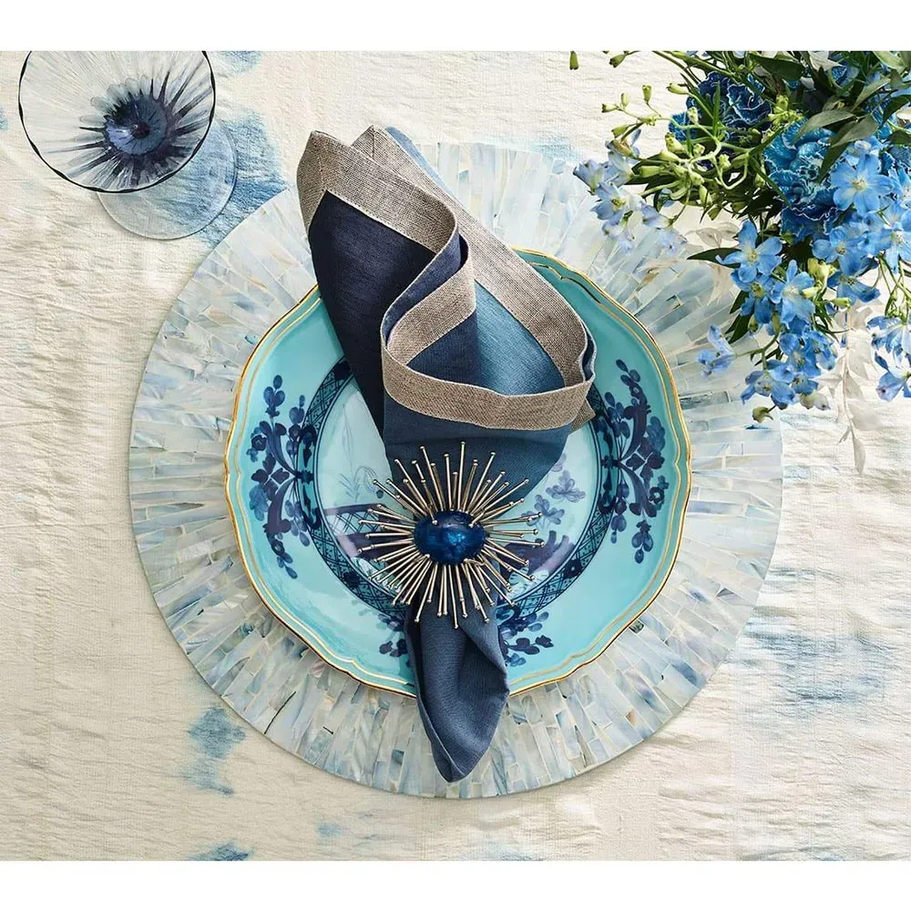 Tahiti Round Placemat Set - Periwinkle, Capiz Shell