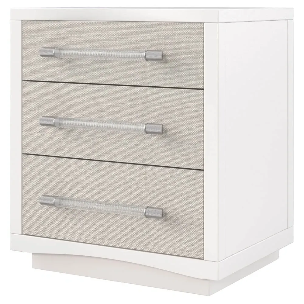 Tahliah Small 3 Drawer Nightstand - White, Raffia