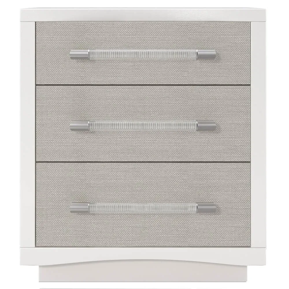 Tahliah Small 3 Drawer Nightstand - White, Raffia