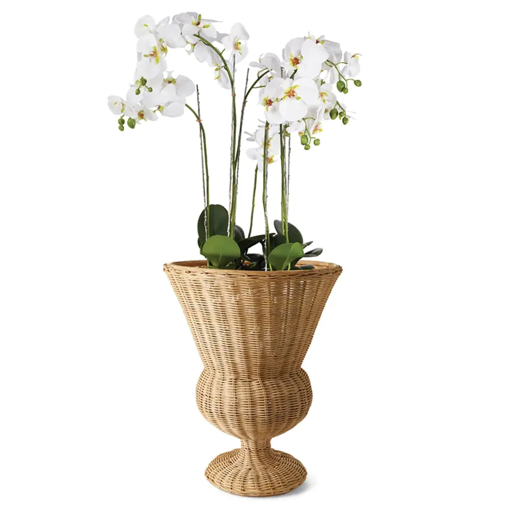 Tahmina Footed Planter Vase - Brown, Rattan