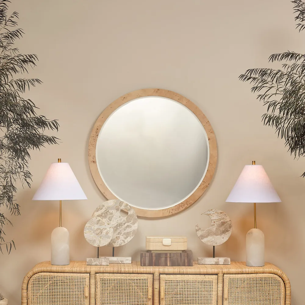 Tai Mid Century Buffet Table Lamp - White, Alabaster