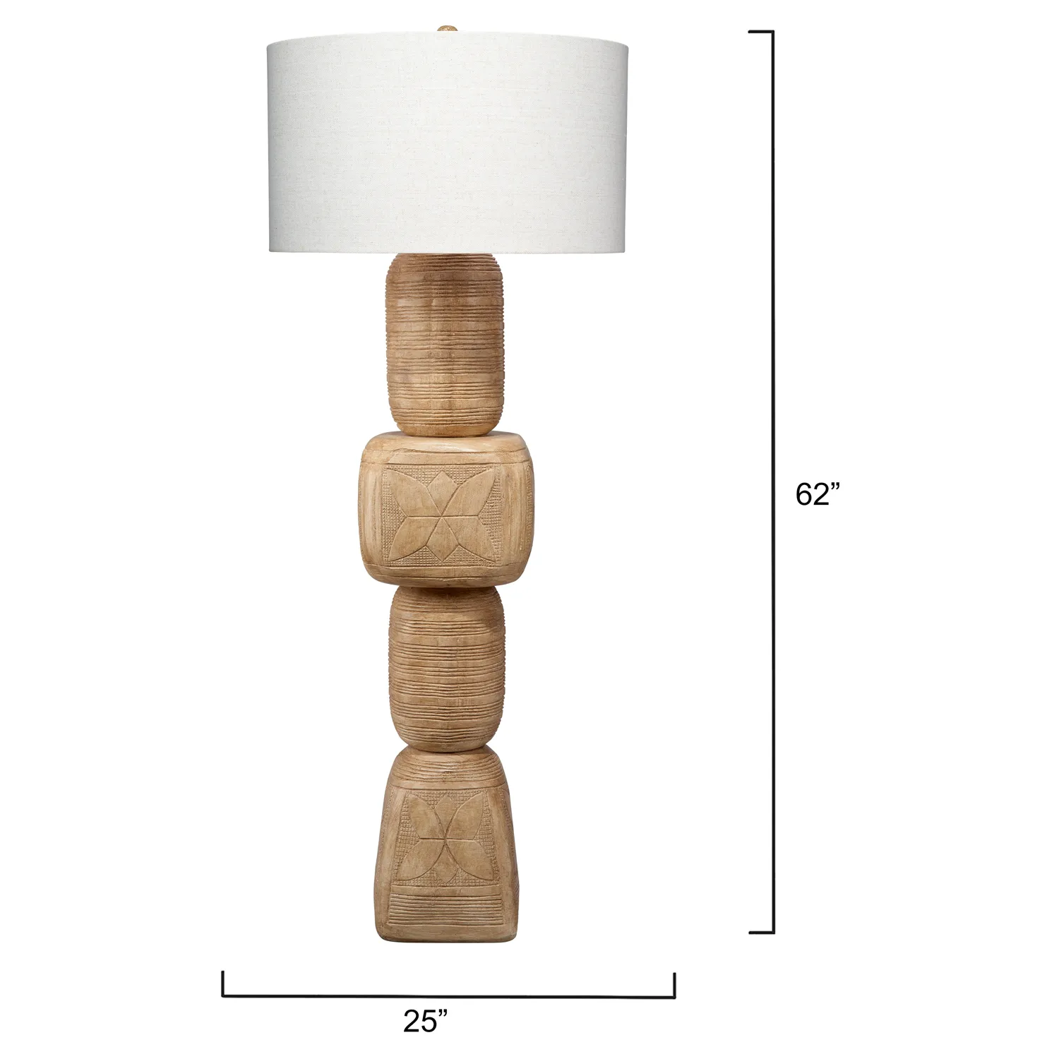 Taksh Global Bazaar Totem Floor Lamp - Bleached, Mango Wood