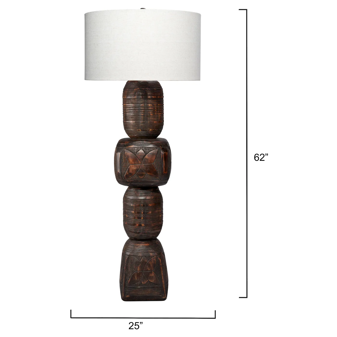 Taksh Global Bazaar Totem Floor Lamp - Dark Black, Mango Wood