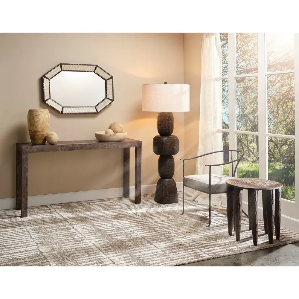 Taksh Global Bazaar Totem Floor Lamp - Dark Black, Mango Wood