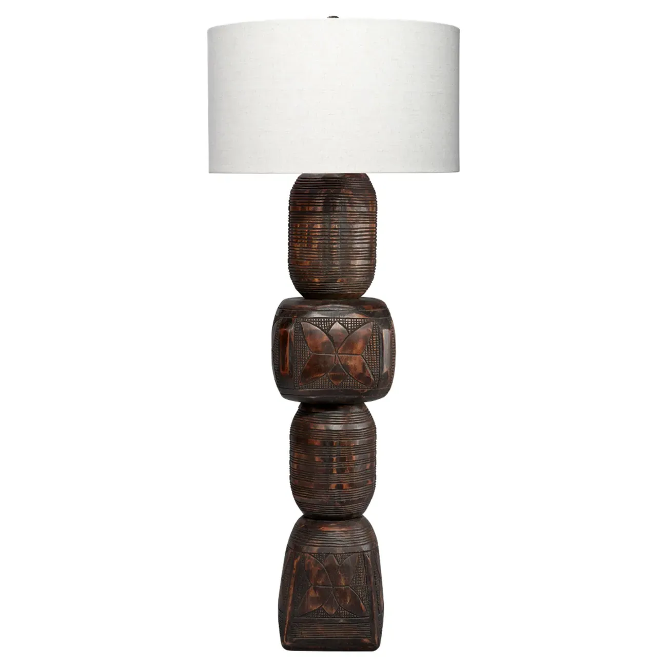 Taksh Global Bazaar Totem Floor Lamp - Dark Black, Mango Wood