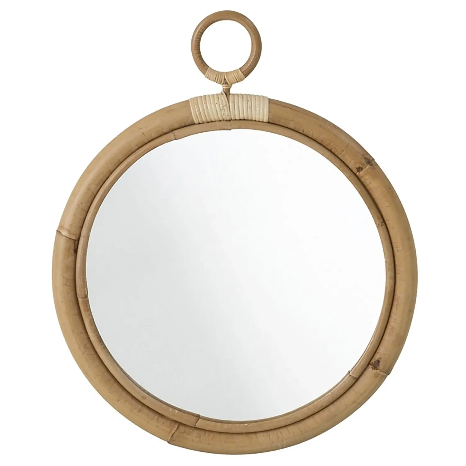 Talia Large Round Wall Mirror - Brown, Rattan