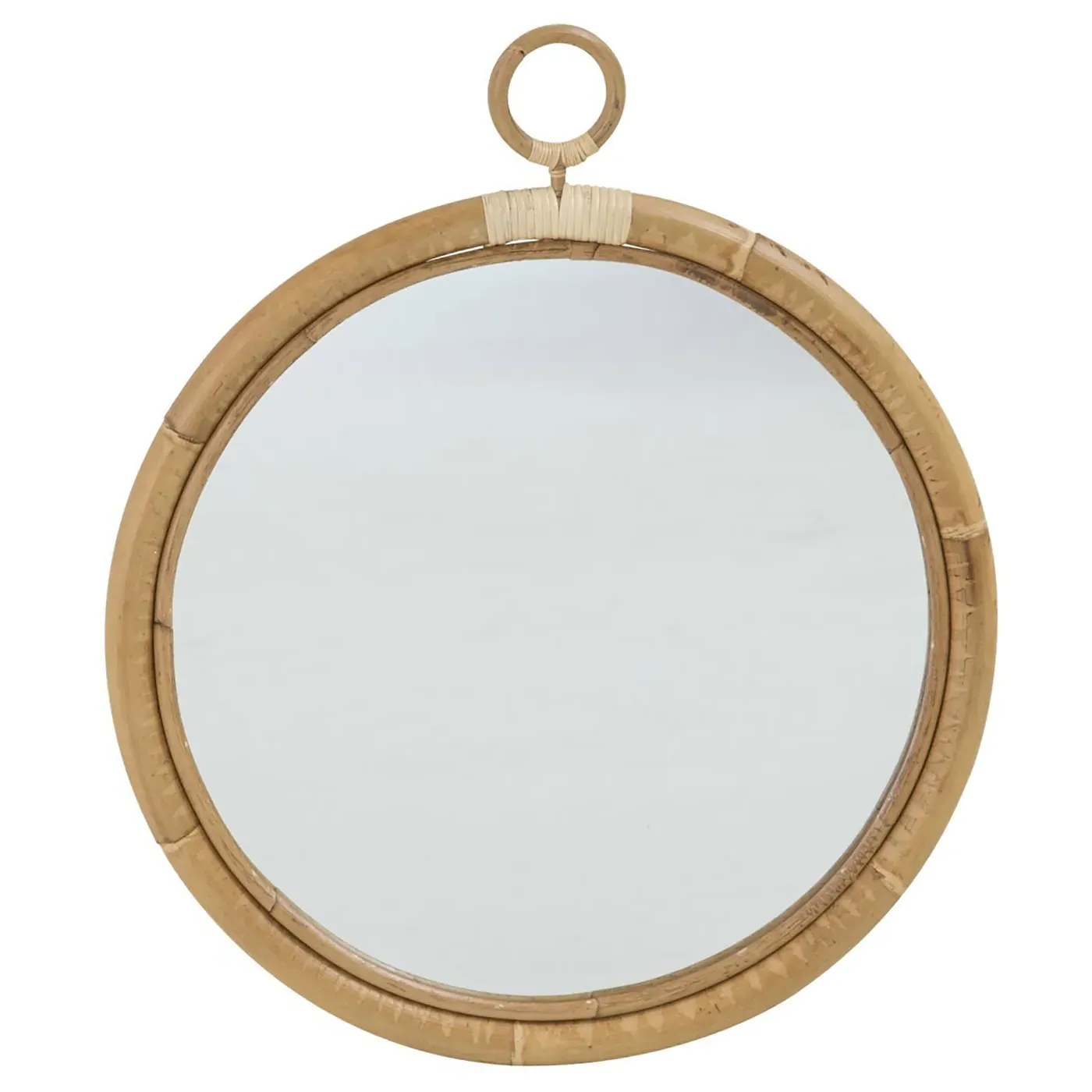 Talia Large Round Wall Mirror - Brown, Rattan