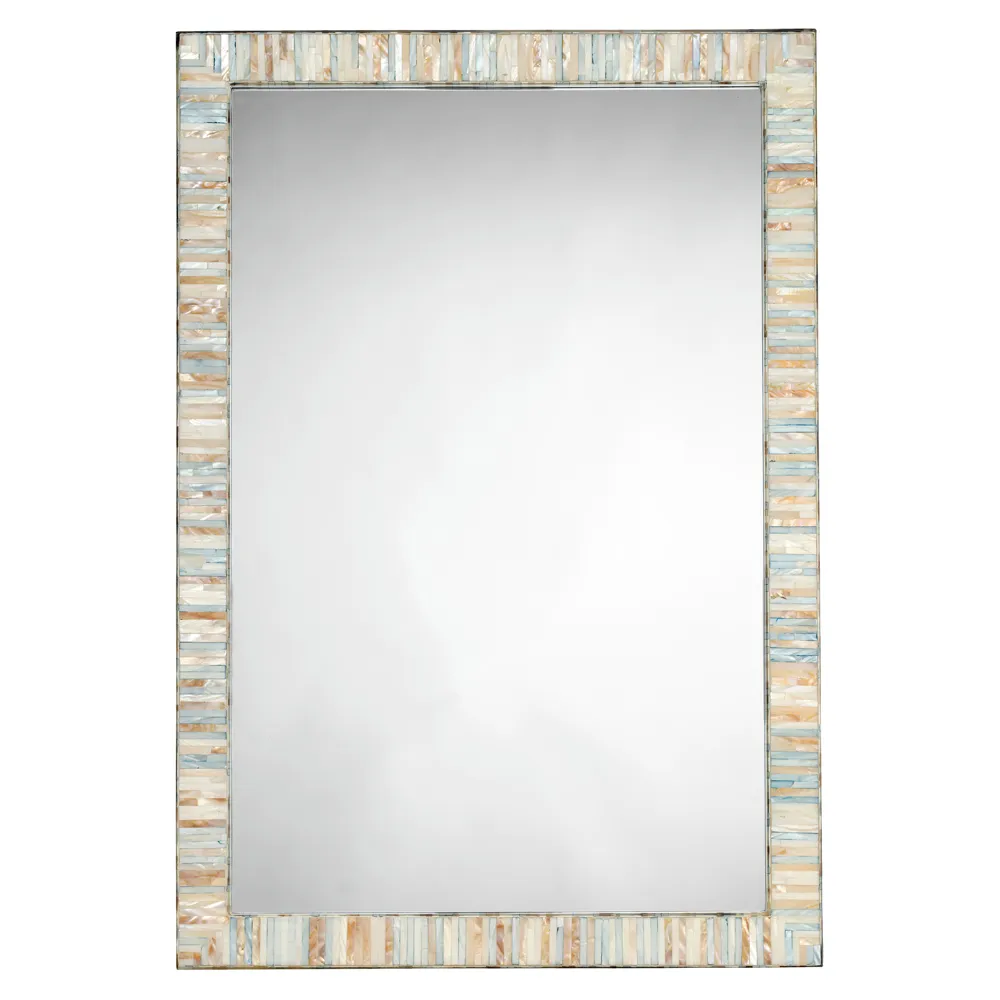 Talia Rectangular Wall Mirror - Blue, Capiz