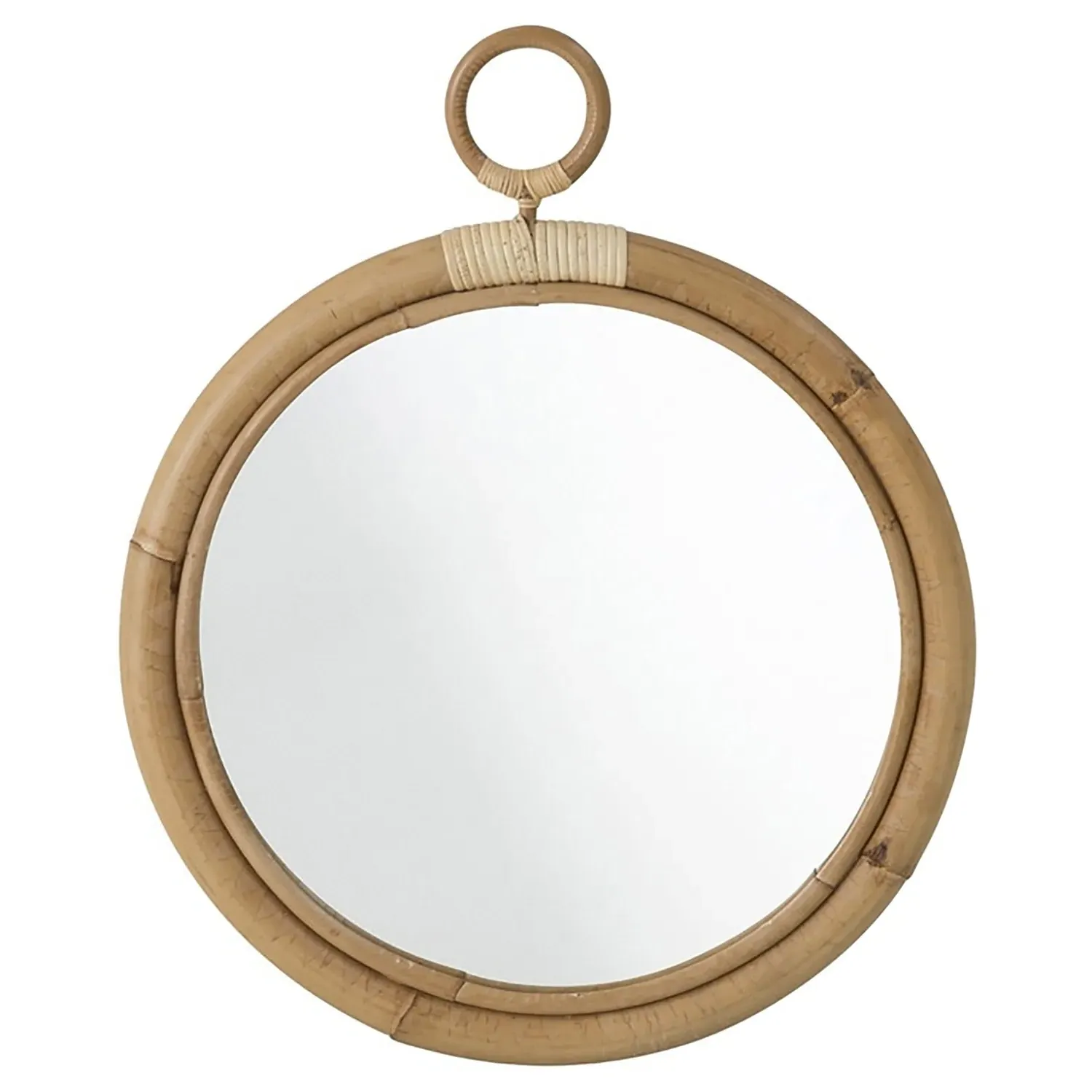 Talia Small Round Wall Mirror - Brown, Rattan image