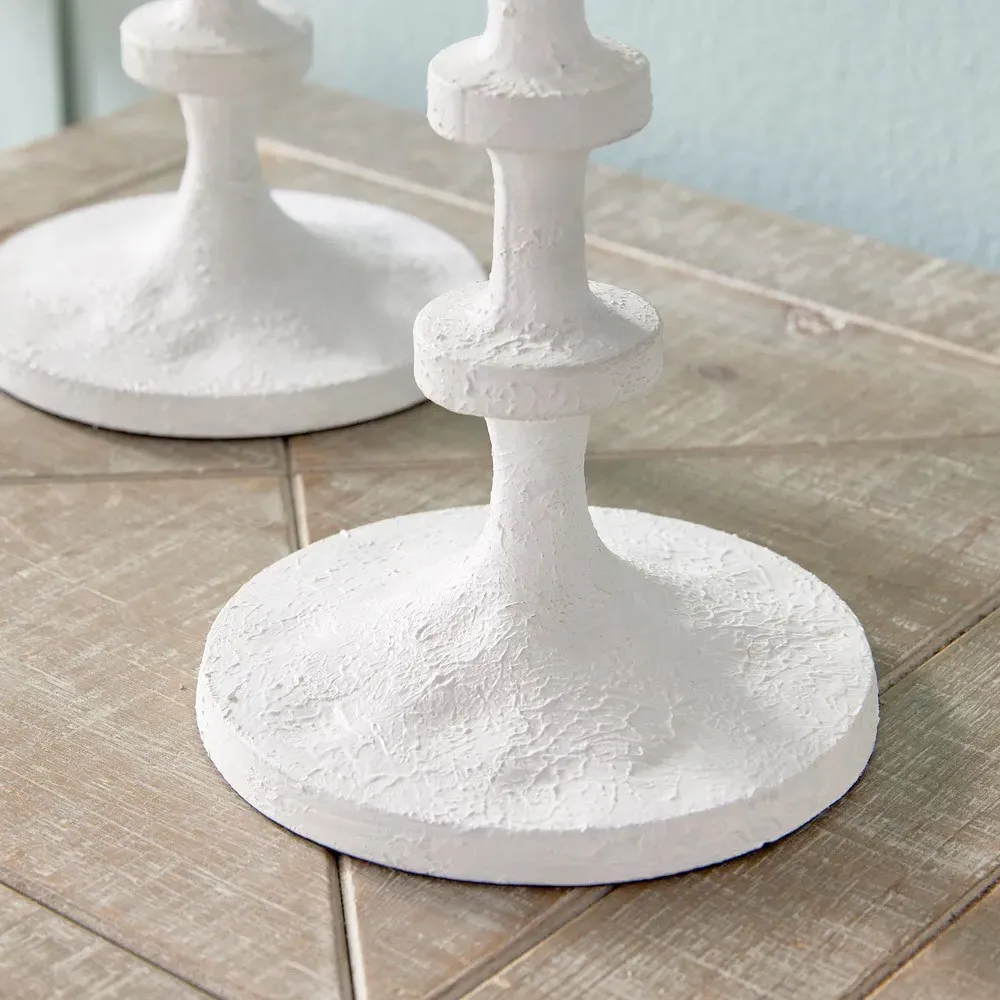 Tallulah Candleholder Set of 2 - White, Aluminum