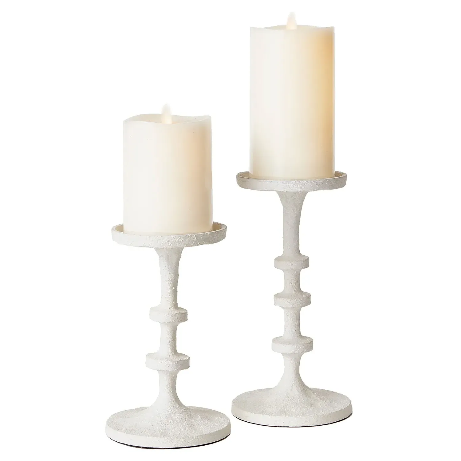 Tallulah Candleholder Set of 2 - White, Aluminum