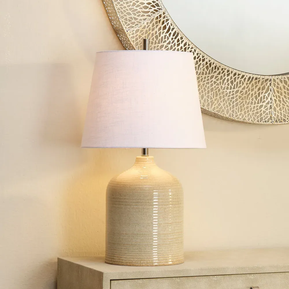 Tallulah Coastal Beach Table Lamp - Taupe, Ceramic