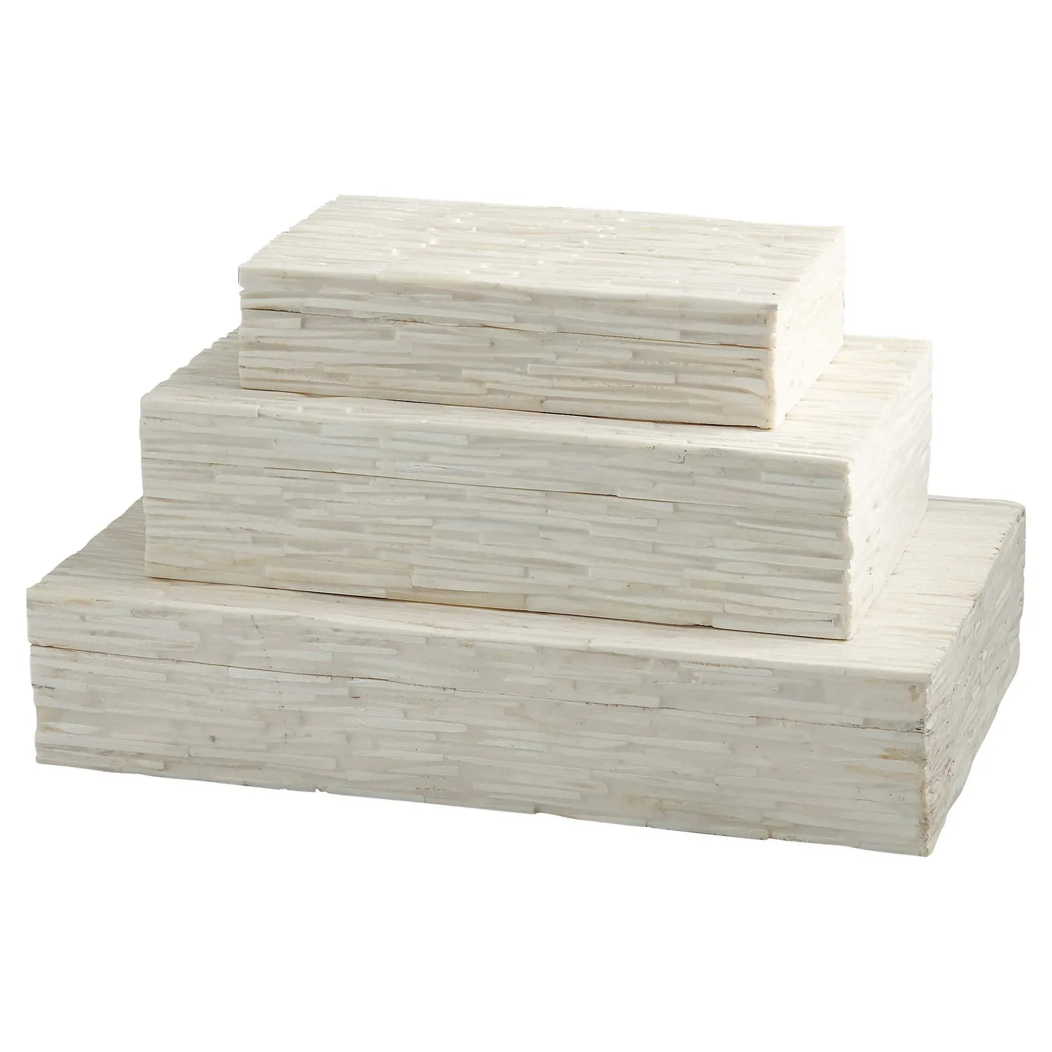 Tallulah Small Rectangular Decorative Box - Beige, Bone image